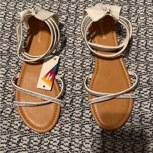 Amazon White and Silver Strappy Sandals